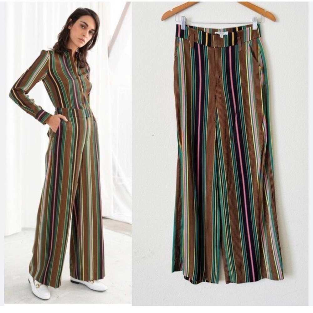 Paris Atelier & Other Stories Size 0 Multicolor Striped Wide Leg Pants